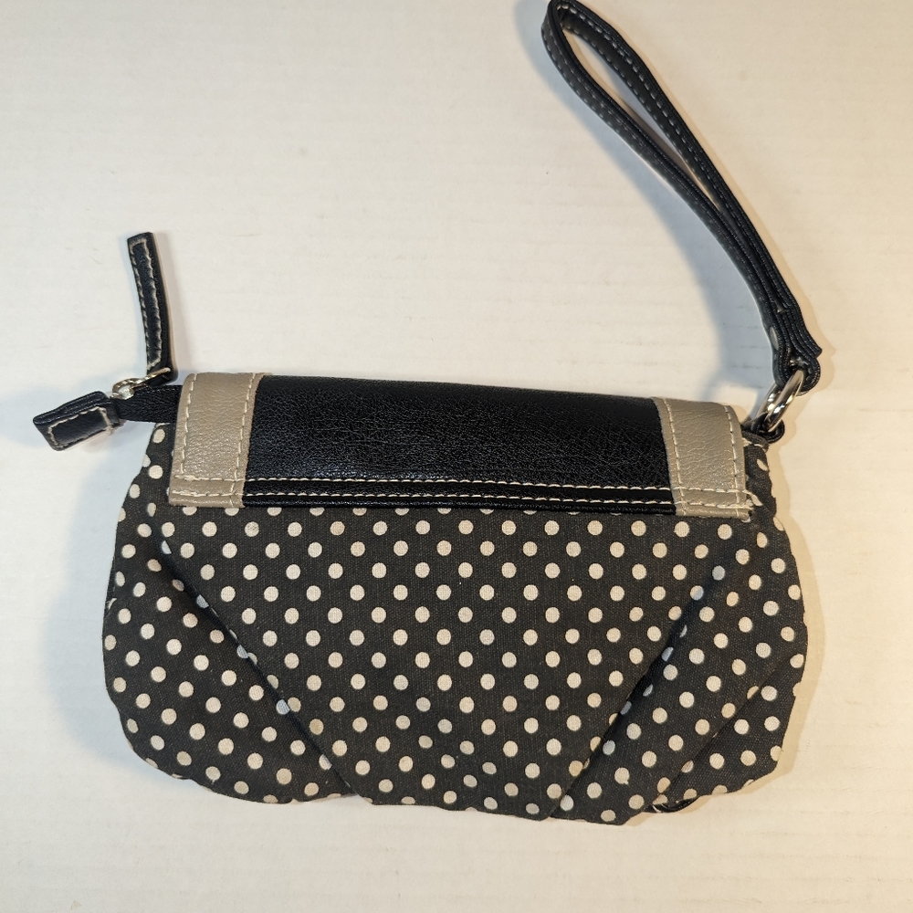 Owl Wristlet Navy Blue White Polka dots Leather Owl zipper pocket coin purse - Picture 4 of 16